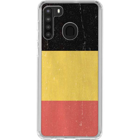 Belgium Flag Distressed Galaxy A21 Clear Case